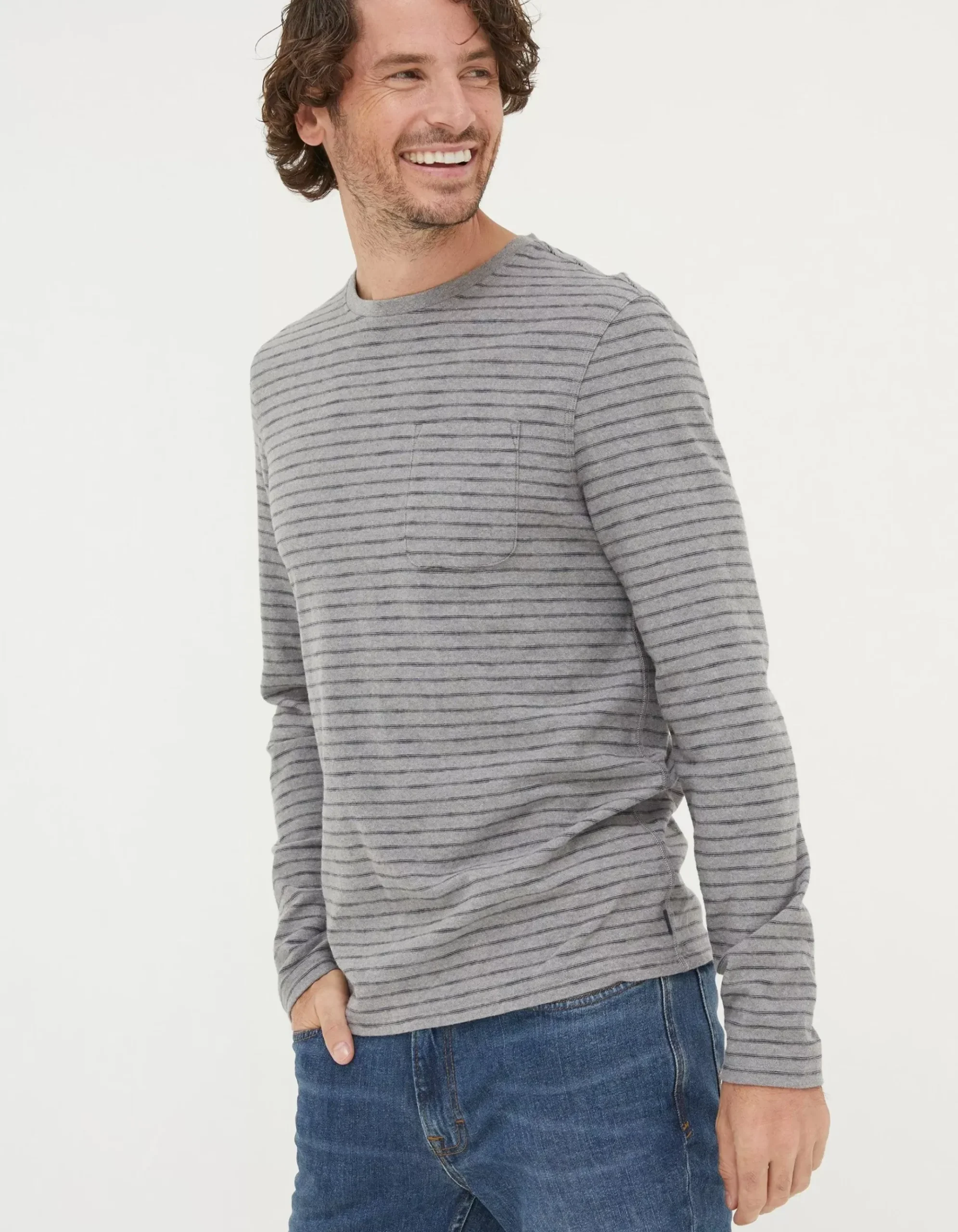 Long Sleeve Stripe Pocket T-Shirt