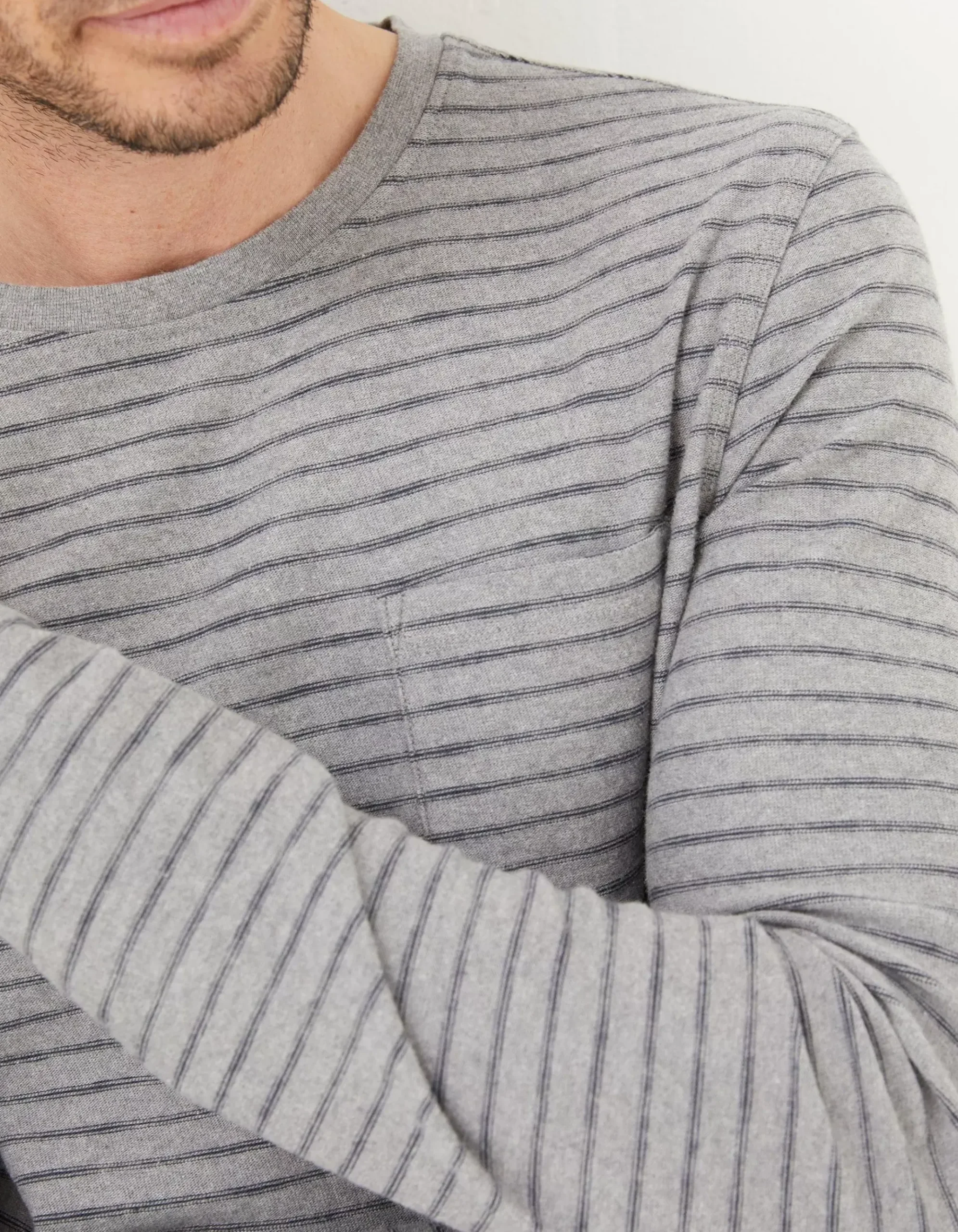 Long Sleeve Stripe Pocket T-Shirt