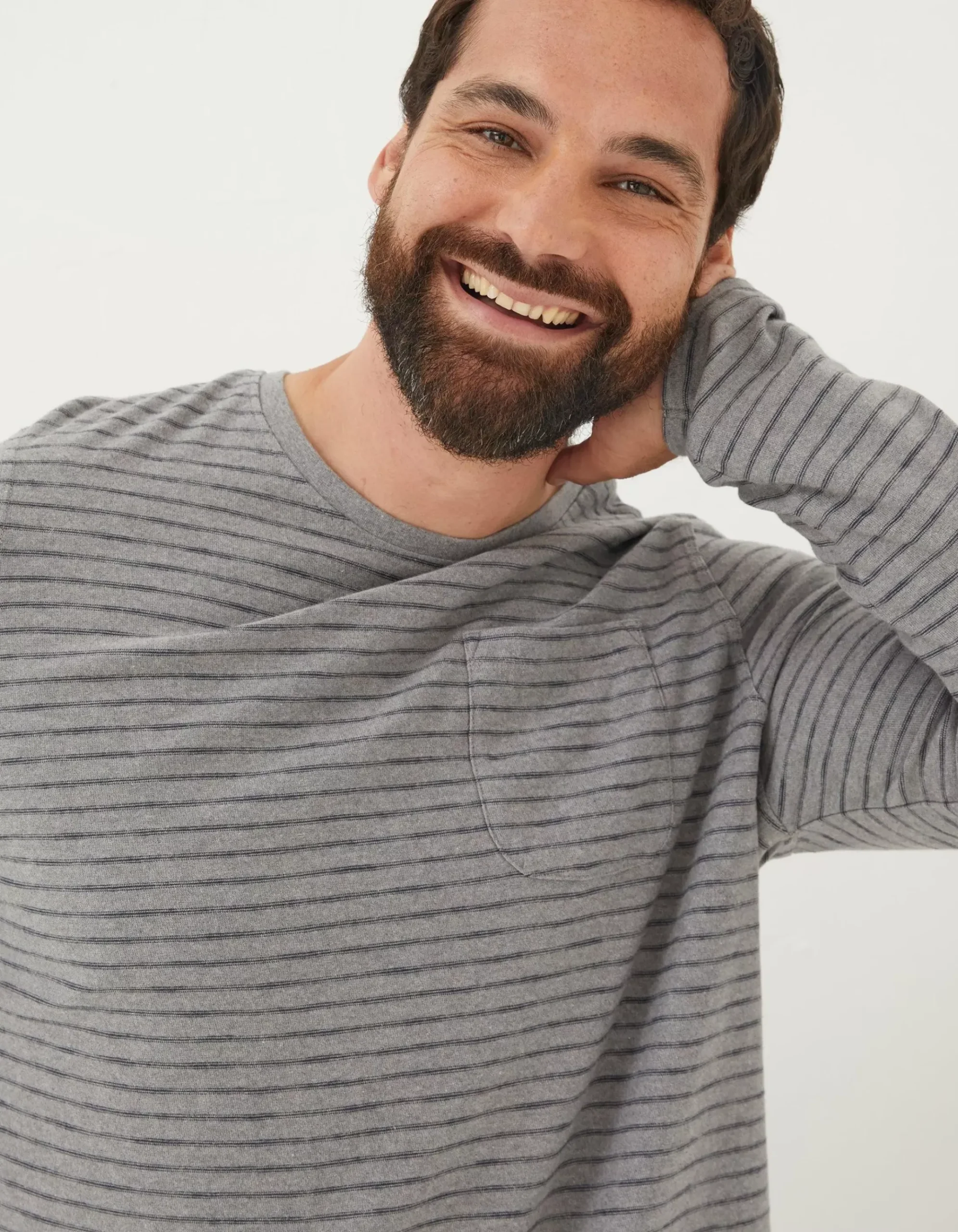 Long Sleeve Stripe Pocket T-Shirt
