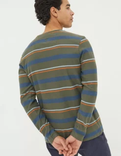 Long Sleeve Stripe Pocket Crew