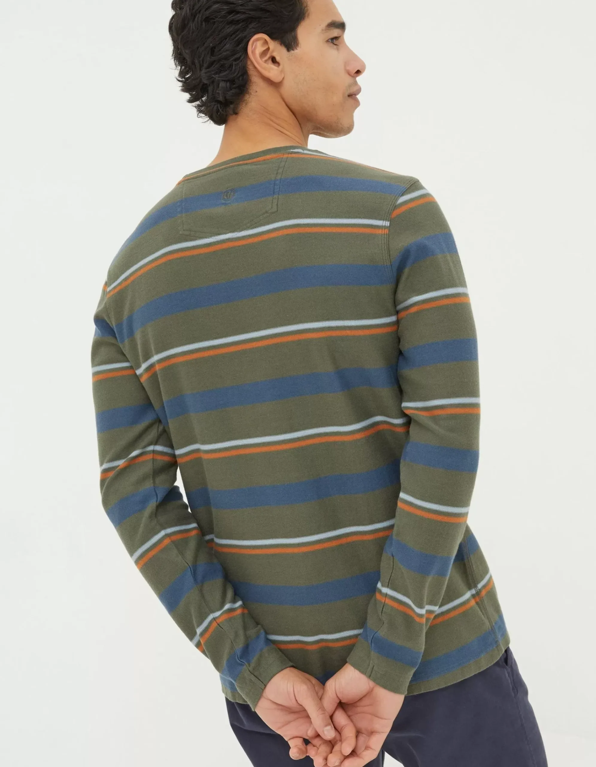 Long Sleeve Stripe Pocket Crew