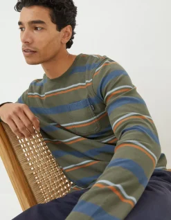 Long Sleeve Stripe Pocket Crew