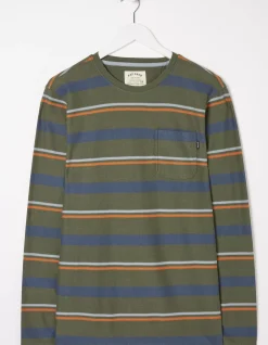 Long Sleeve Stripe Pocket Crew