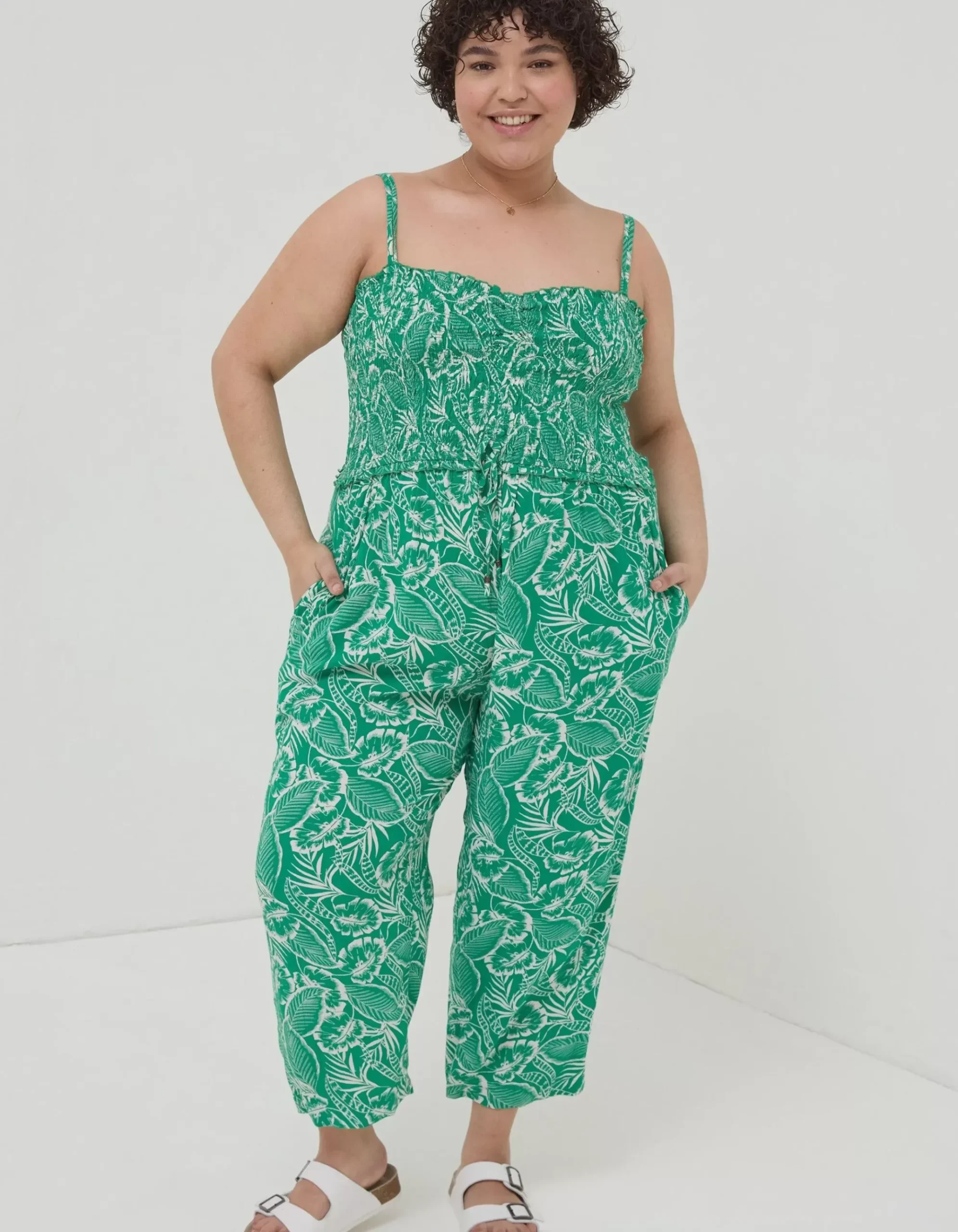 Natalie Tropical Leaf Jumpsuit