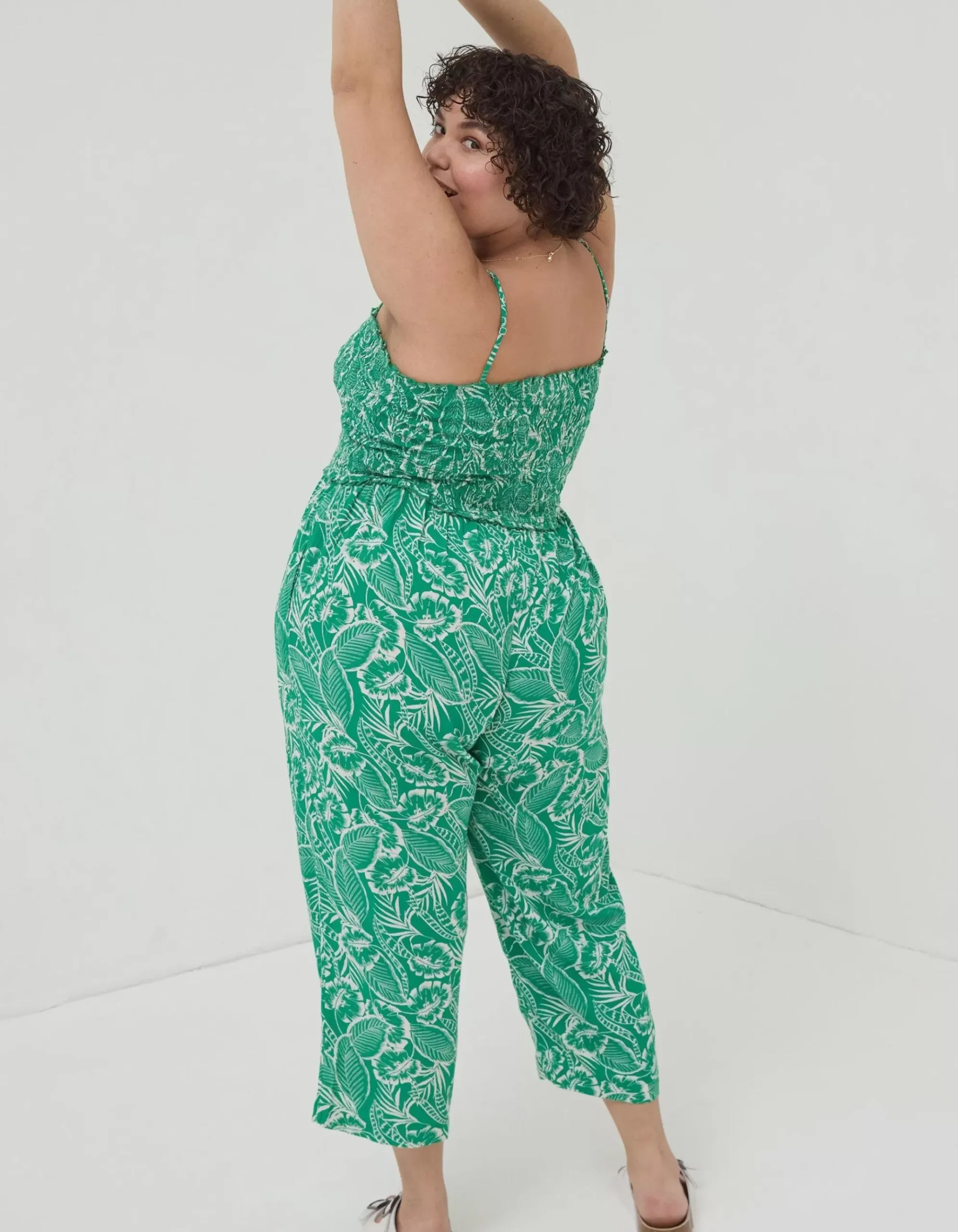 Natalie Tropical Leaf Jumpsuit