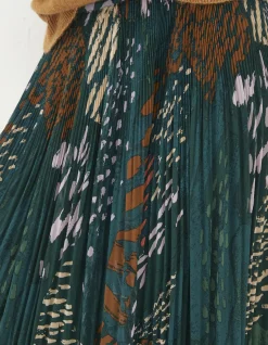 Paignton Landscape Pleated Midi Skirt