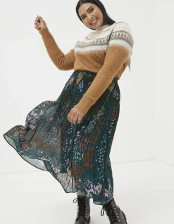 Paignton Landscape Pleated Midi Skirt