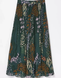 Paignton Landscape Pleated Midi Skirt