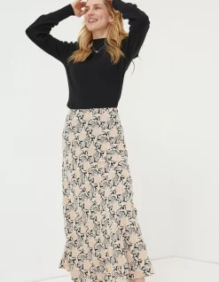 Pat Damask Floral Midi Skirt