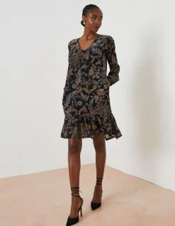 Poplar Floral Devore Dress