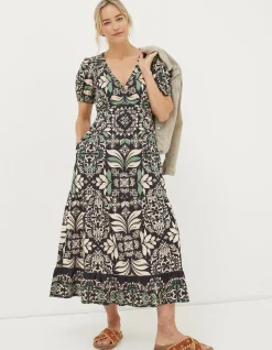 Priya Mosaic Leaf Midi Dress