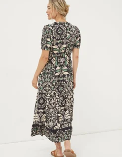 Priya Mosaic Leaf Midi Dress