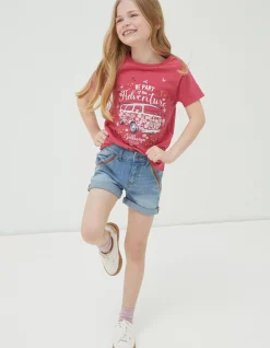Rainbow Embroidered Denim Shorts