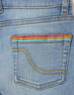 Rainbow Embroidered Denim Shorts