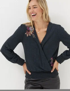 Remi Embroidered Dotted Floral Top