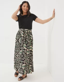 Sascha Mosaic Leaf Midi Skirt