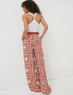 Scarf Print Palazzo Trousers