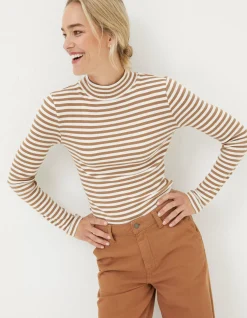 Selina Stripe Roll Neck Top