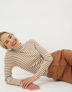 Selina Stripe Roll Neck Top