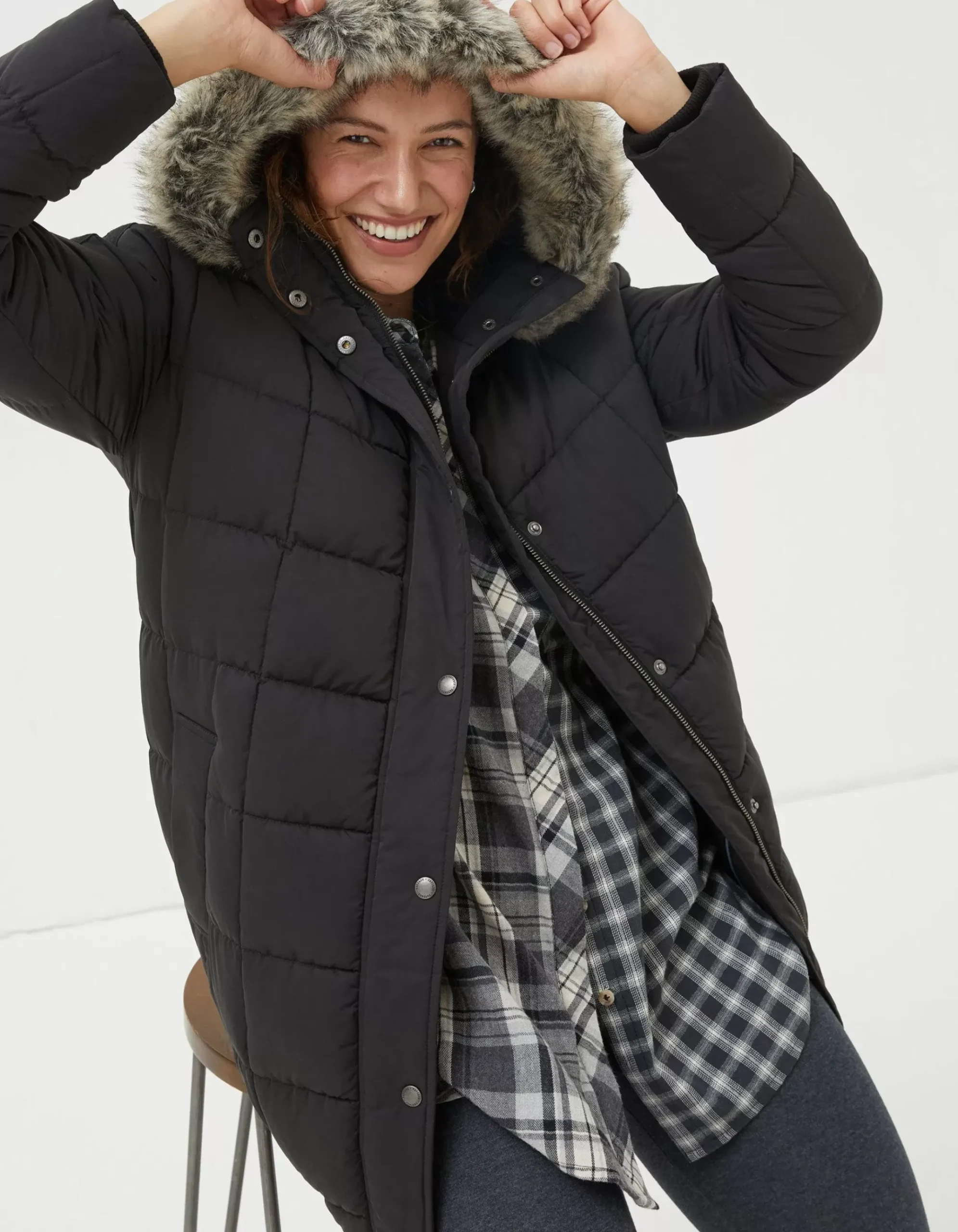 Sienna Quilted Mid Length Coat