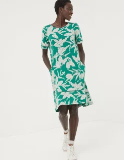 Simone Textured Leaves Jersey Dress