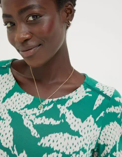 Simone Textured Leaves Jersey Dress