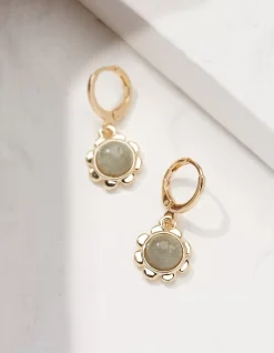 Stone Flower Drop Earrings
