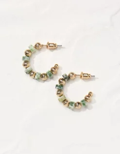 Stone Hoop Earrings