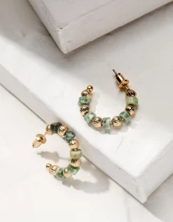 Stone Hoop Earrings