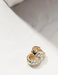 Stripe Enamel Huggy Hoops