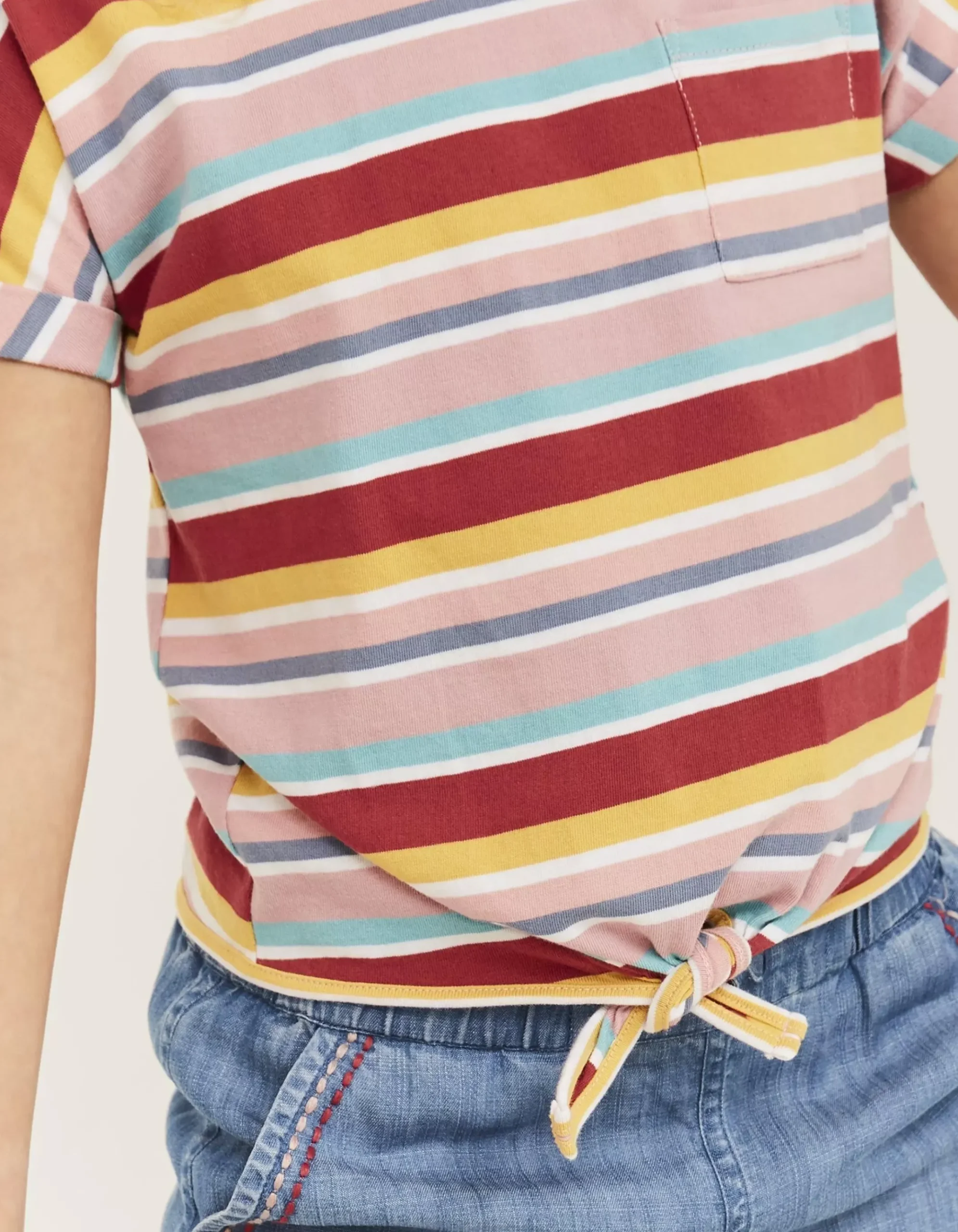 Stripe Knot Front T-Shirt