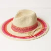 Stripe Straw Fedora Hat