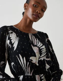 Swallow Print Elaine Midi Dress