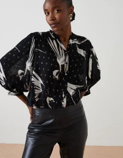 Swallow Print Evelyn Blouse