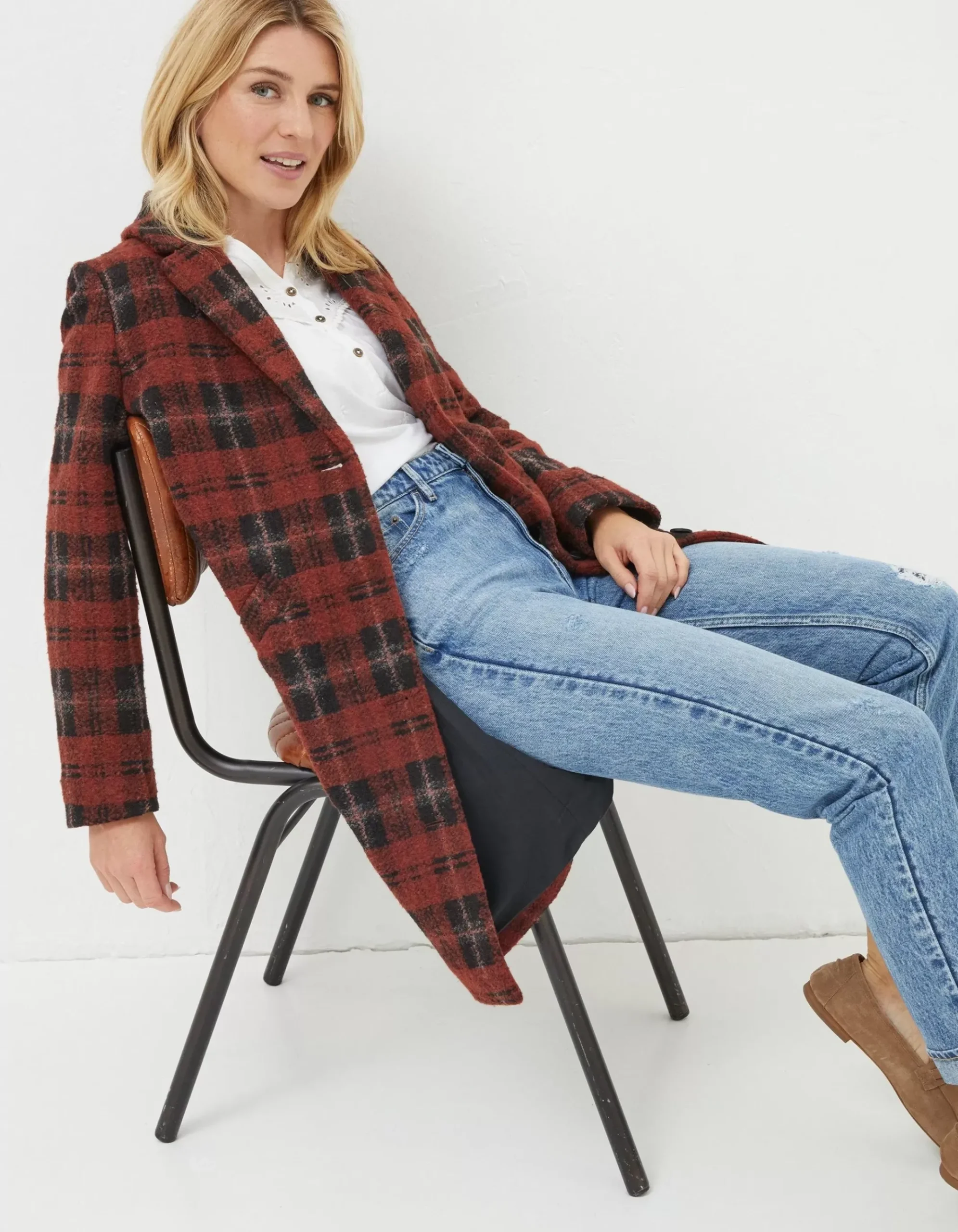 Tanya Wool Blend Check Coat