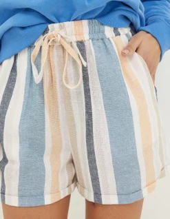 Tenby Multi Stripe Linen Blend Short
