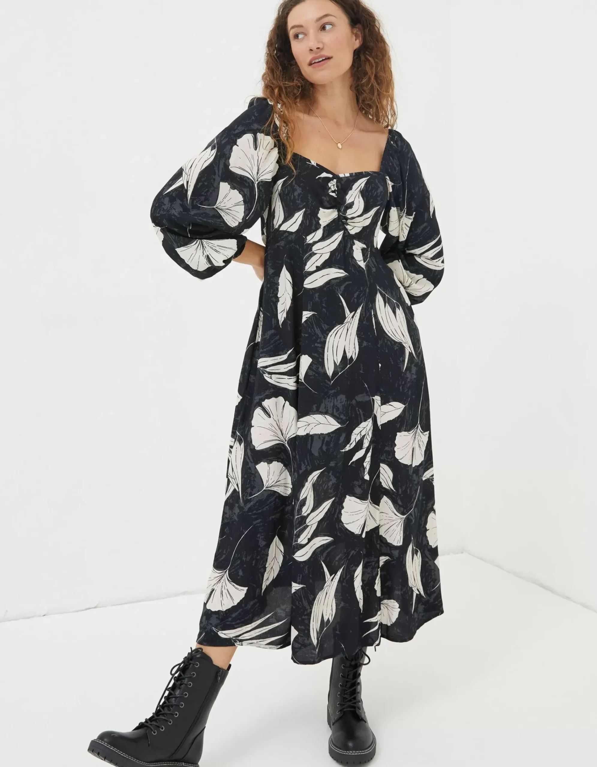 Tessa Twilight Leaves Midi Dress
