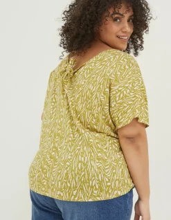 Tie Back Paint Linen T-Shirt