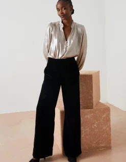 Wide Leg Velvet Trousers